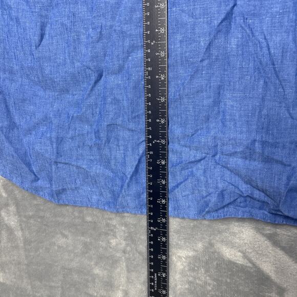 Charles Tyrwhitt Shirt Men XL Linen Slim Fit Button Up L/S Dress Shirt Blue - Picture 5 of 7